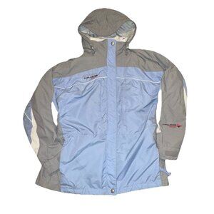 Columbia Challenge Series Jacket Womens Sz Large Blue & Gray w/ Inner Fleece Y2K
